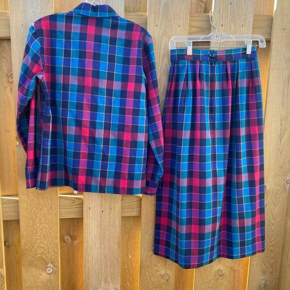 Vintage Pendleton Plaid Skirt Blazer Set - Picture 5 of 7